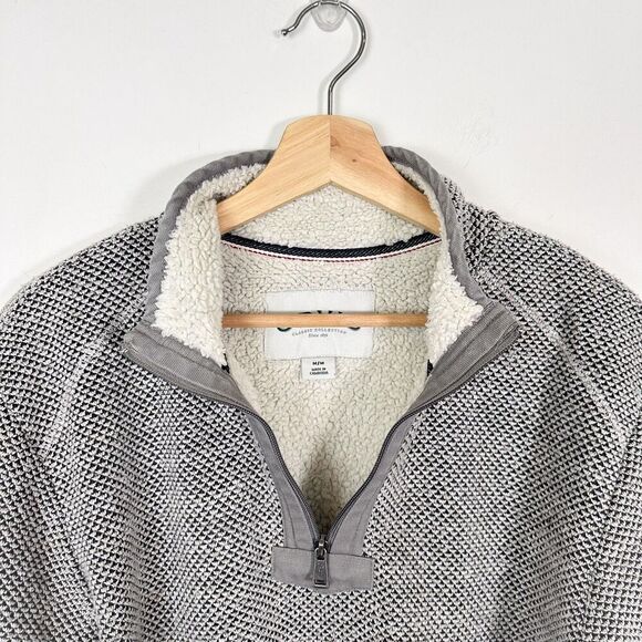 ORVIS Mens Brighton Sherpa Lined 1/4 Zip Pullover Sweater Sz Medium Black White - Picture 5 of 11